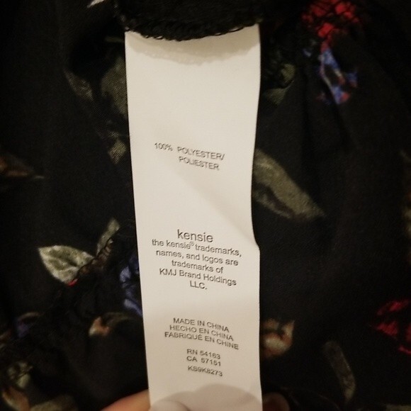 KENSIE Floral print wrap dress ruffle accent long sleeve v-neck black size M new - Picture 12 of 13